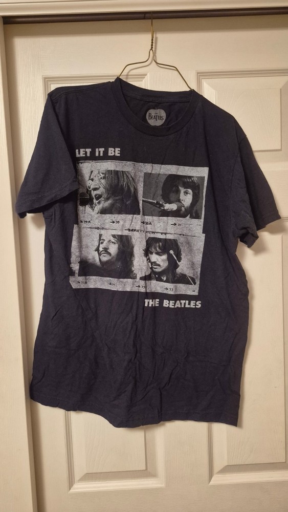 The Beatles LET IT BE T-Shirt Size Large Black With Logo