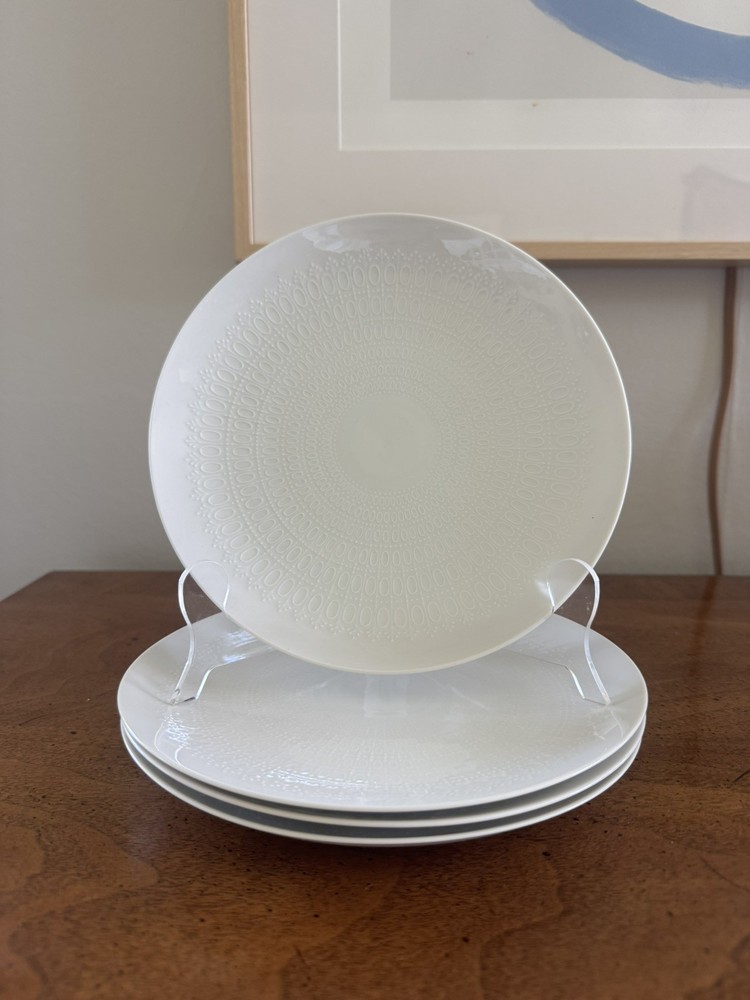 FOUR Rosenthal Continental ROMANCE All White Wiinblad Design Salad Plate, 7 5/8”