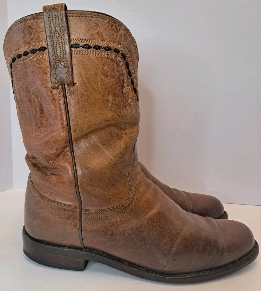 Lucchese 1883 Brown Goatskin Leather Western Cowboy Roper Boots 12D