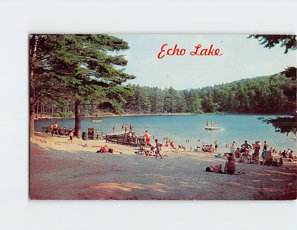Postcard Echo Lake Public Bathing Warrensburg New York in the Adirondacks USA