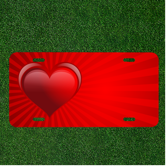 Custom Personalized License Plate Car Tag With Banner Red Heart Love Add Names