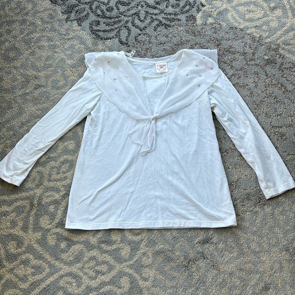 Vintage Landon West Long Sleeve Sailor Top White Large