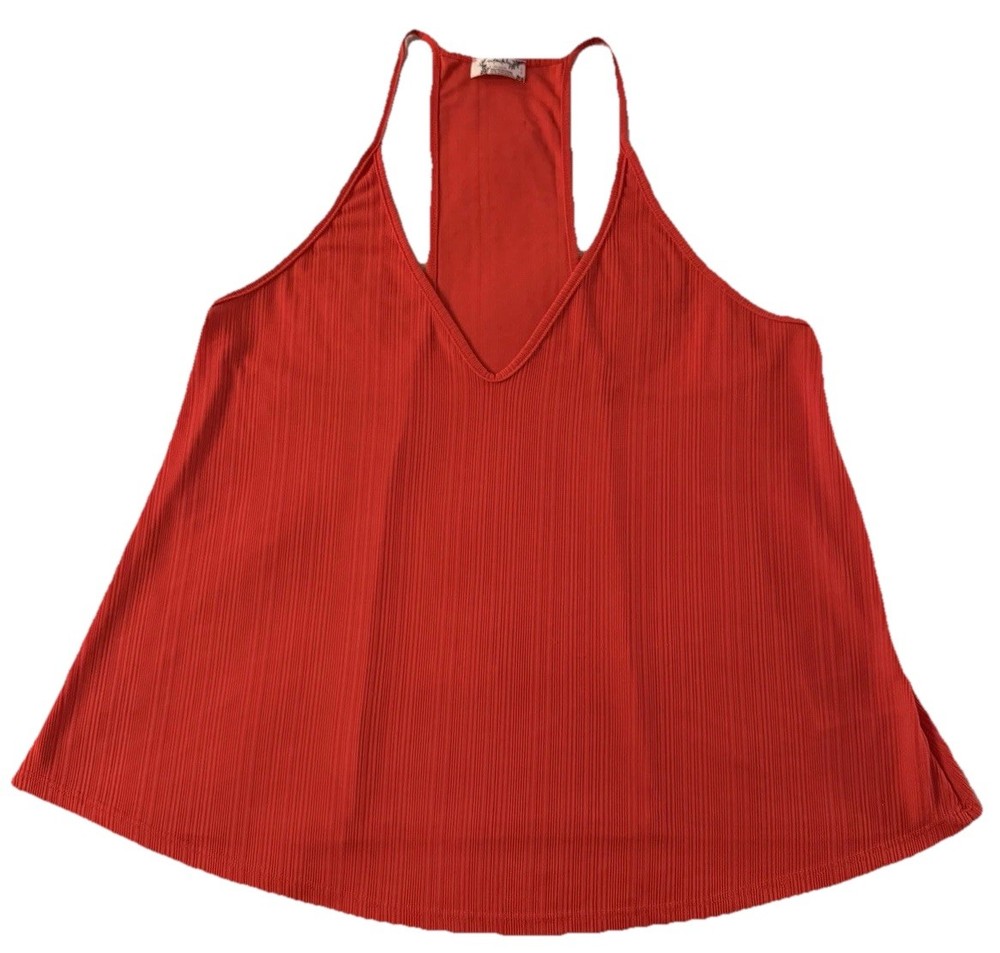 🤍intimately FREE PEOPLE Ribbed Flowy Swing Tank Top-Reddish Orange-Size M🤍