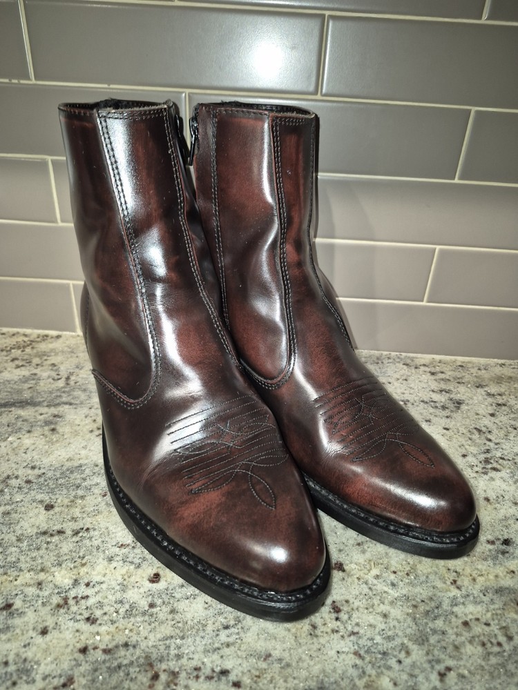 Laredo Men’s Leather Zip Ankle Cowboy Boots Size 8.5 EW Brown Western 62008...