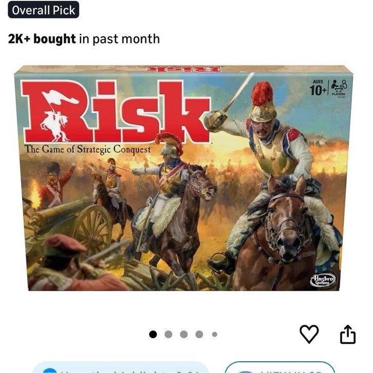 Hasbro Gaming Risk Board Game Complete Strategic Conquest for 2 Players Ages 10+