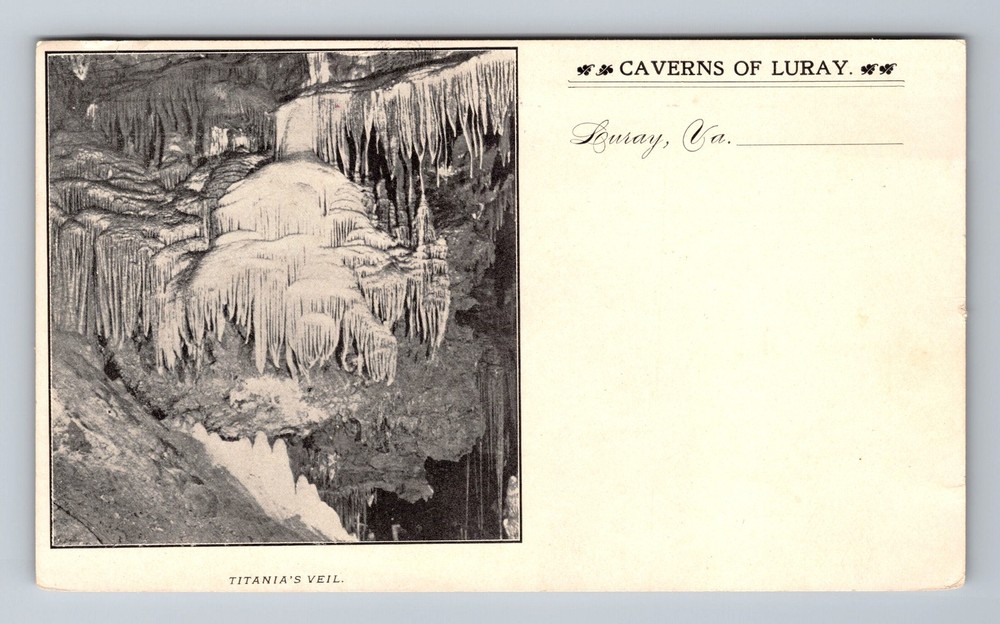 Luray VA-Virginia, Caverns Of Luray, Titania's Veil, Souvenir Vintage Postcard