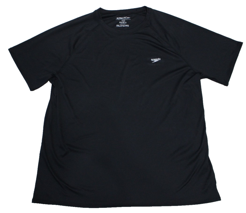 Speedo Swim Shirt Men's Size 2XL Black Short Sleeve Turbodri UPF50+ T-Shirt Top