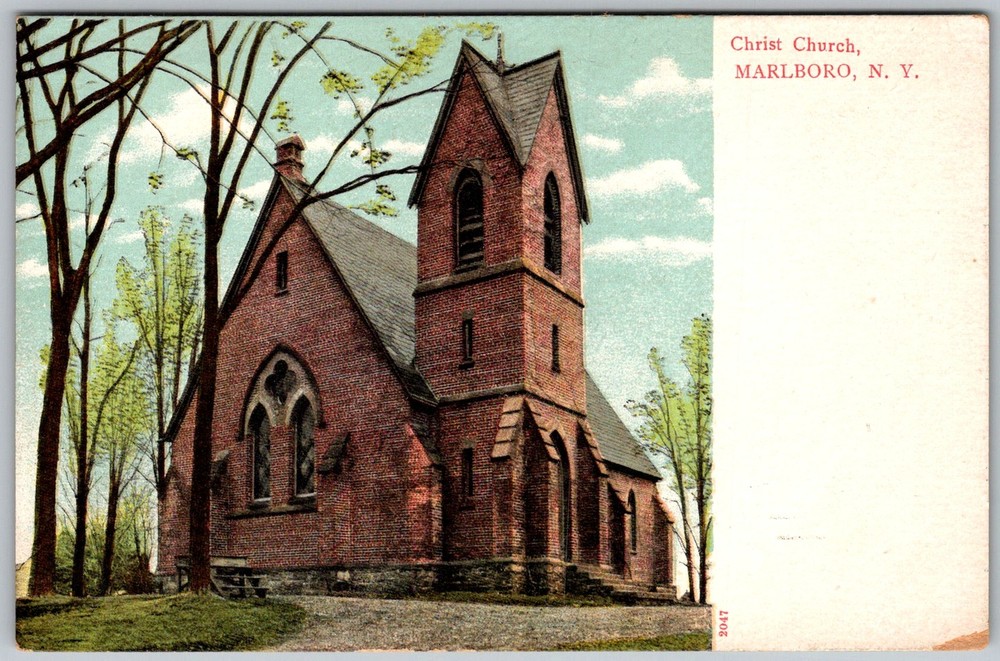 Antique Postcard Christ Church Gothic Revival Marlboro, NY 1910s