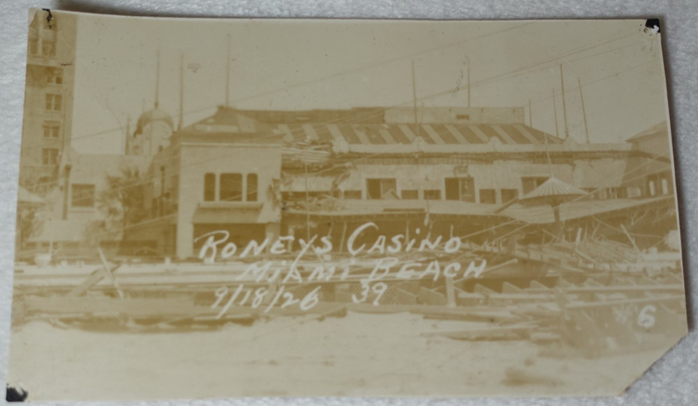 1926 Roney's Casino Miami Beach Hurricane Damage RPPC Antique Original Postcard