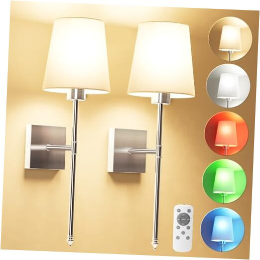Battery Operated Wall Sconce Set of 2, Rechargeable Wall Lights with 5200 mAh