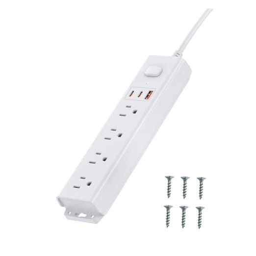Surge Protector Power Strip, 5ft Extension Cord with 4 4A3U-30W White