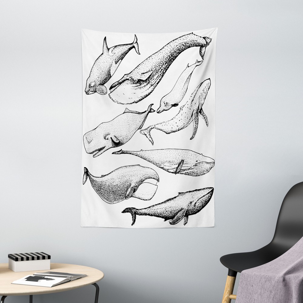 Animal Tapestry Hand Drawn Single Whale Print Wall Hanging Decor