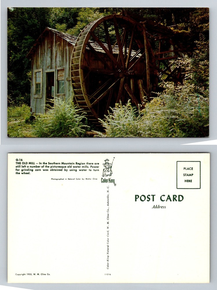 Asheville, NC-North Carolina, Old Mill Mountain Water Wheel Vintage Postcard