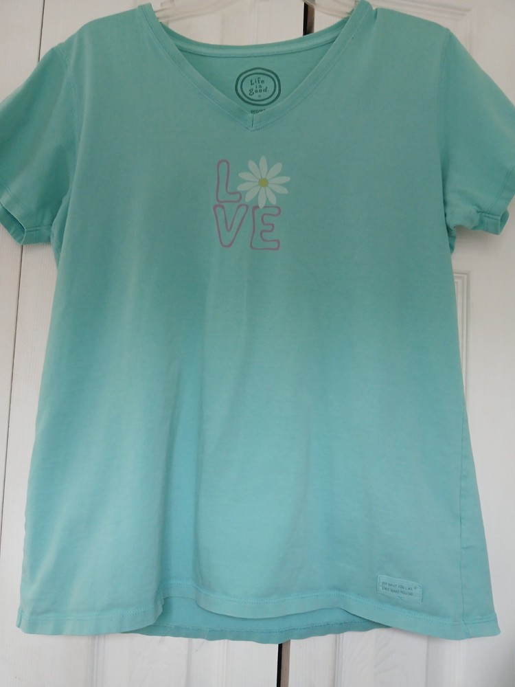 Life Is Good Women’s Crusher Tee Long Sleeve Daisy Love Large