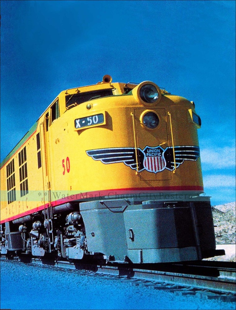 Union Pacific Railroad 1950's Vintage Poster Print Retro Style TrainTravel Art