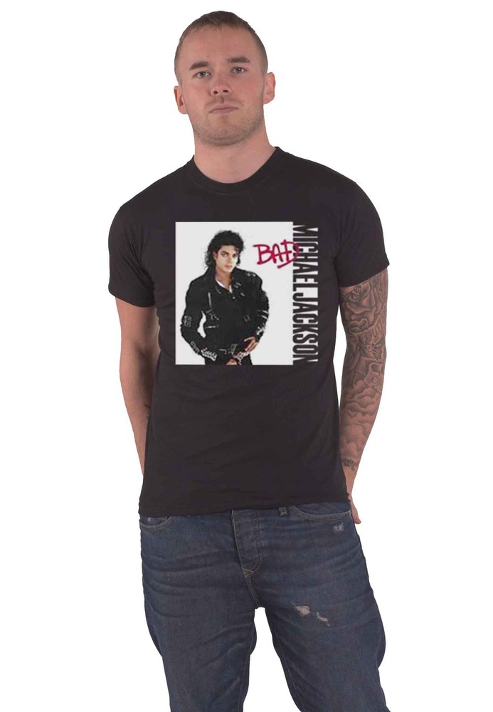 Official Michael Jackson Bad Album Cover Logo T-Shirt for Men in Black - New Design
