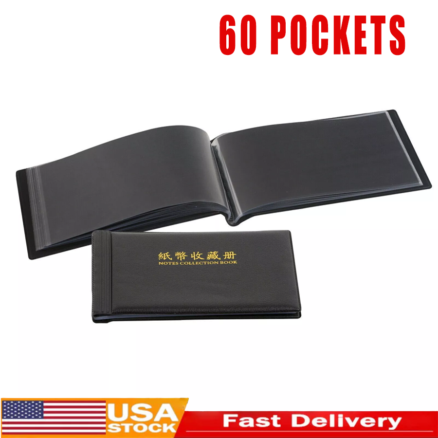 60 Pocket Banknote Collection Book Currency banknote Leather collection Album