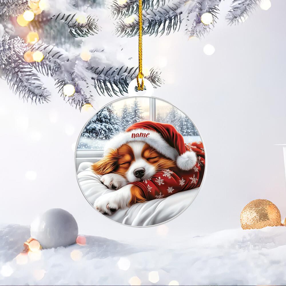 Personalized Shetland Sheepdog Sleeping Christmas Ornament Decor Holiday Gift