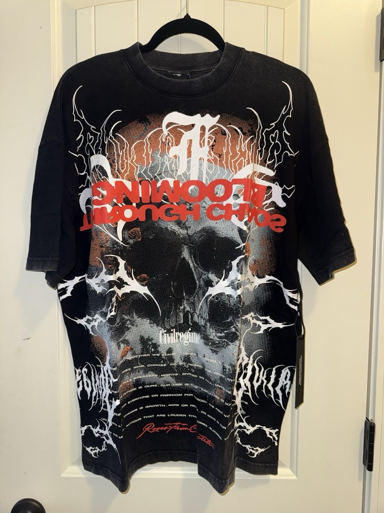 Civil Regime Skull Graphic Black T-Shirt Men's Size M