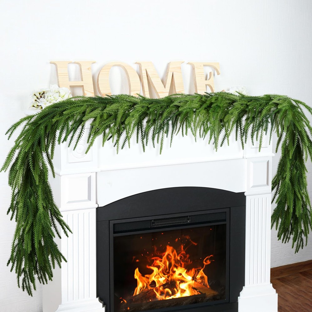 9FT Realistic Norfolk Pine Christmas Garland for Winter Decor