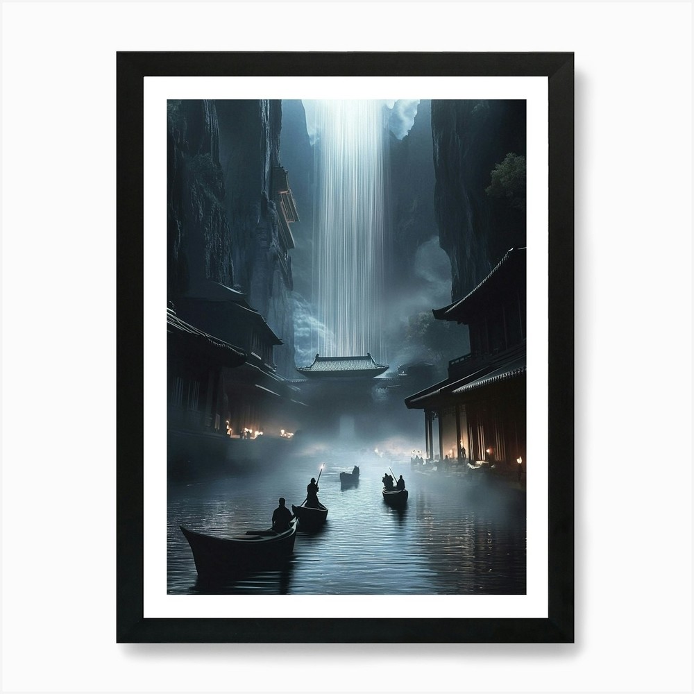 Chinese Waterfall Art Print Framed Wall Art Poster Canvas Print Picture