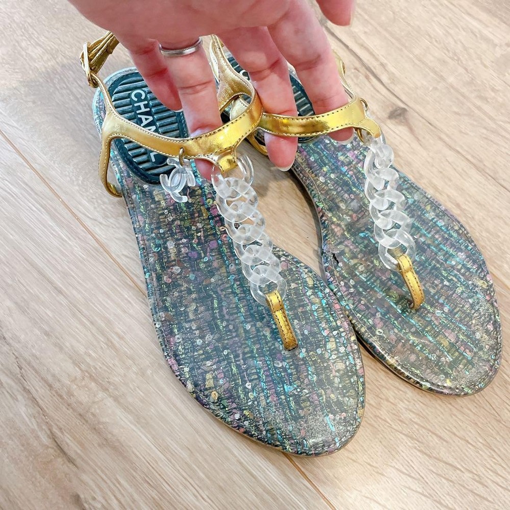 CHANEL multicolor sandals size 37 23.5cm pre-owned good condition Japan import