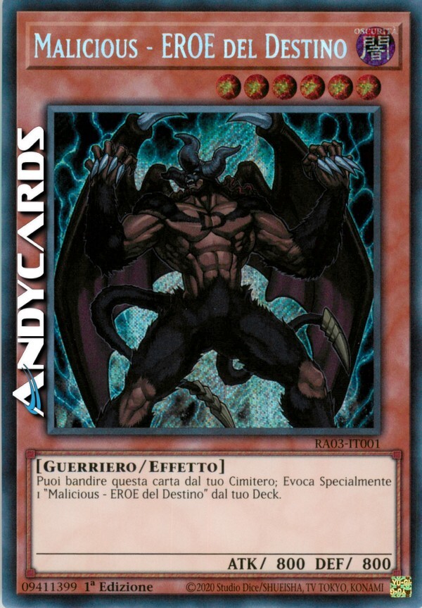 Destiny Hero Malicious Secret Rare RA03 IT001 1st Edition YuGiOh Card