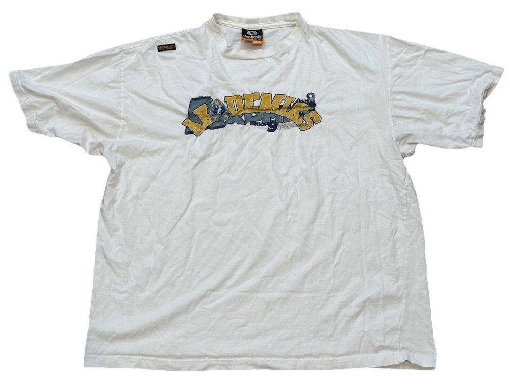 Vintage Y2K Akademiks Skater Jeanius Graphic White Tee Shirt Men’s Size 3XL