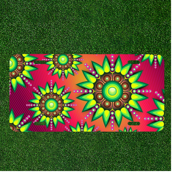 Custom Personalized Car License Plate With Background Texture Floral Purple