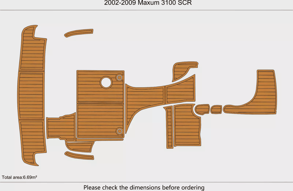 2002 Maxum 3100 SCR Cockpit Swim platform Boat EVA Teak Faux Flooring Mat Pads