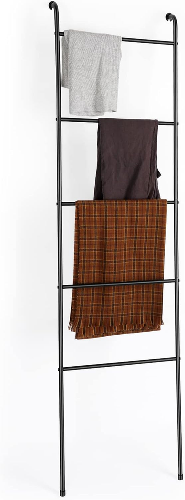 Towel Blanket Ladder Black Metal Blanket Ladder Holder Industrial 5 Tier Wall Le