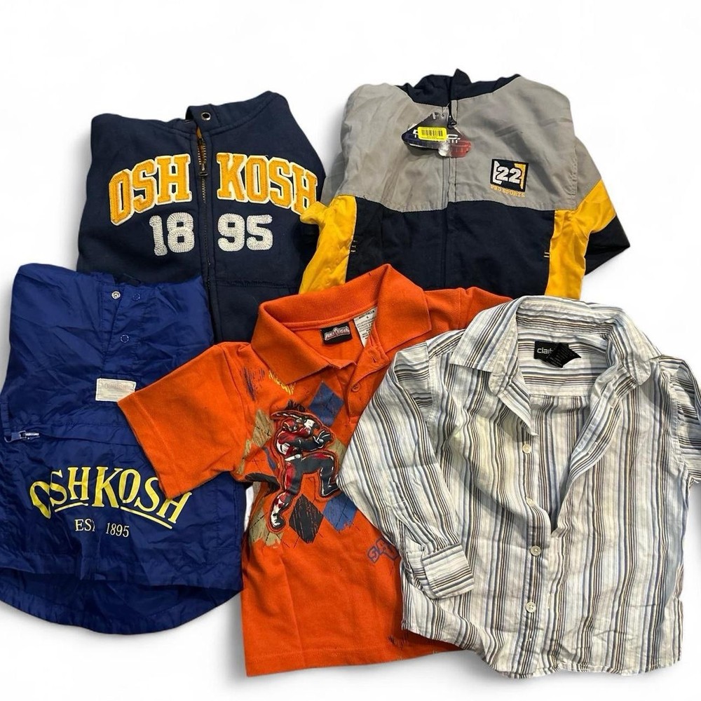 Boys Clothing Lot Size 5–6 OshKosh, Clark, Racing Polo, Jackets & Shirts Bundle