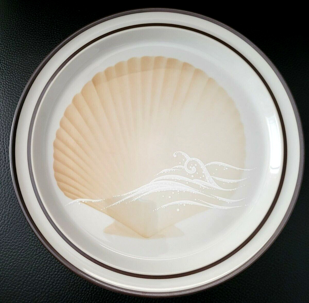 Set Of 2 Noritake Stoneware Seaview Dinner Plates 10 5/8