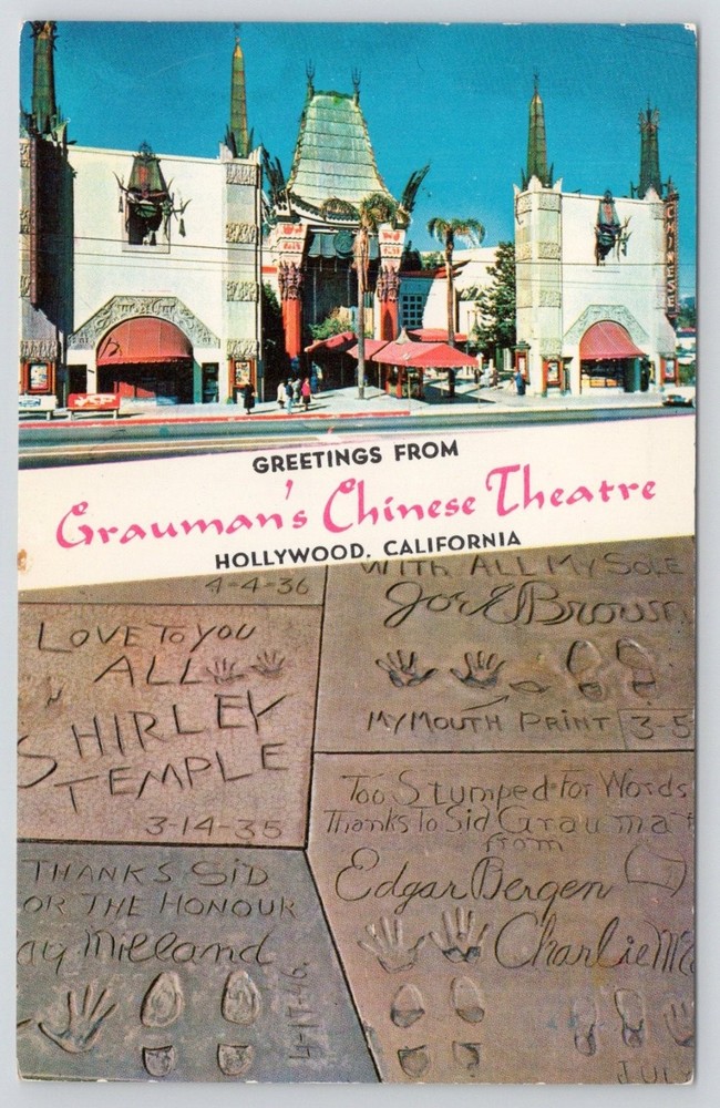 Grauman's Chinese Theatre Hollywood Postcard Shirley Temple Footprints