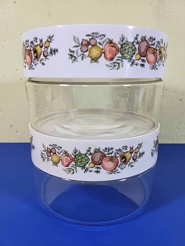 Vintage Pyrex Spice of Life See N’ Store Glass Canisters Stack Storage Kitchen
