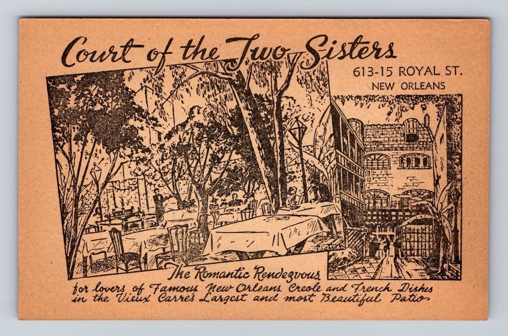 New Orleans LA-Louisiana, Court of Two Sisters, Advertising Vintage Postcard