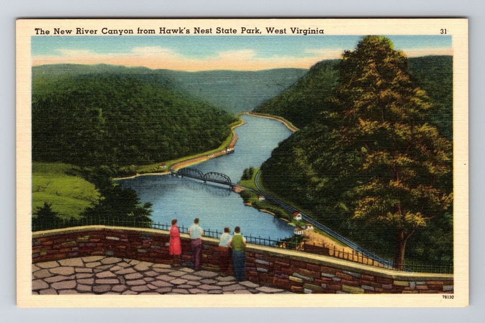 Hawk's Nest State Park WV-West Virginia, New River Canyon, Vintage Postcard