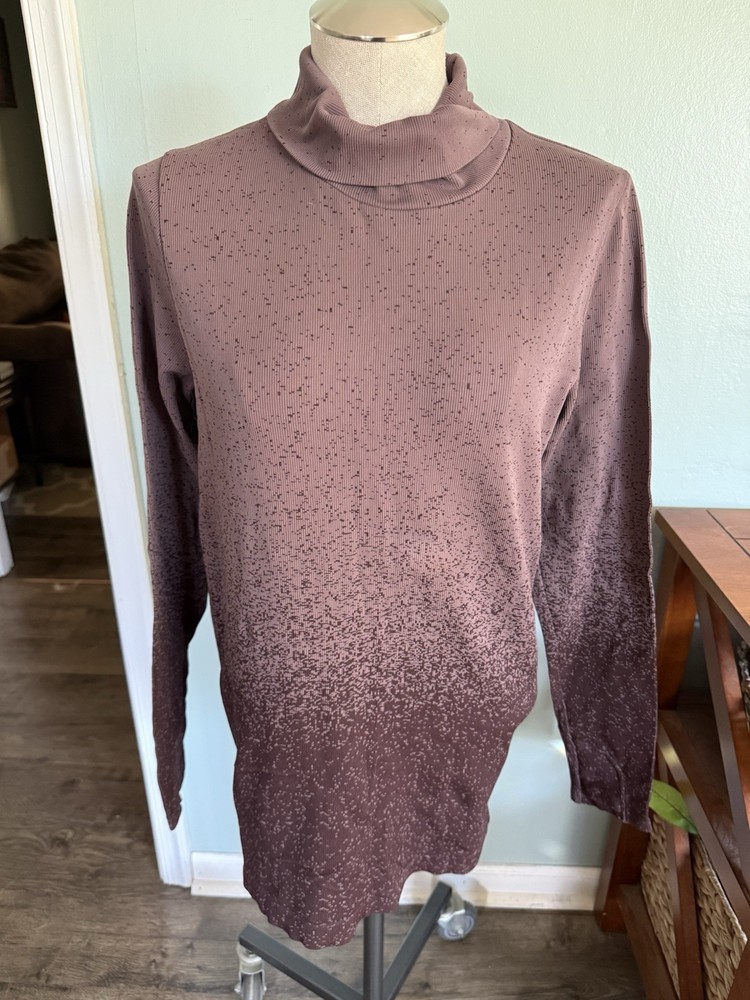 Athleta Women’s Maroon Purple Flurry Blizzard Gradient Turtleneck Size XL