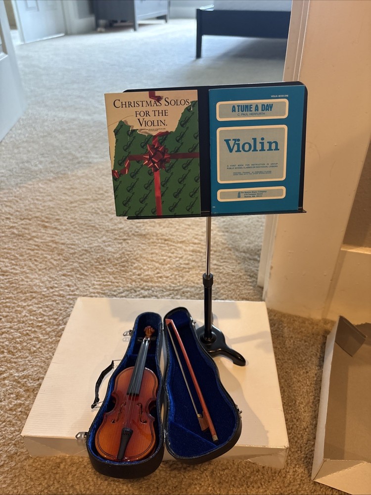 American Girl Doll Violin Set w/ Violin, Bow, Stand, 2 Music Books, and Case