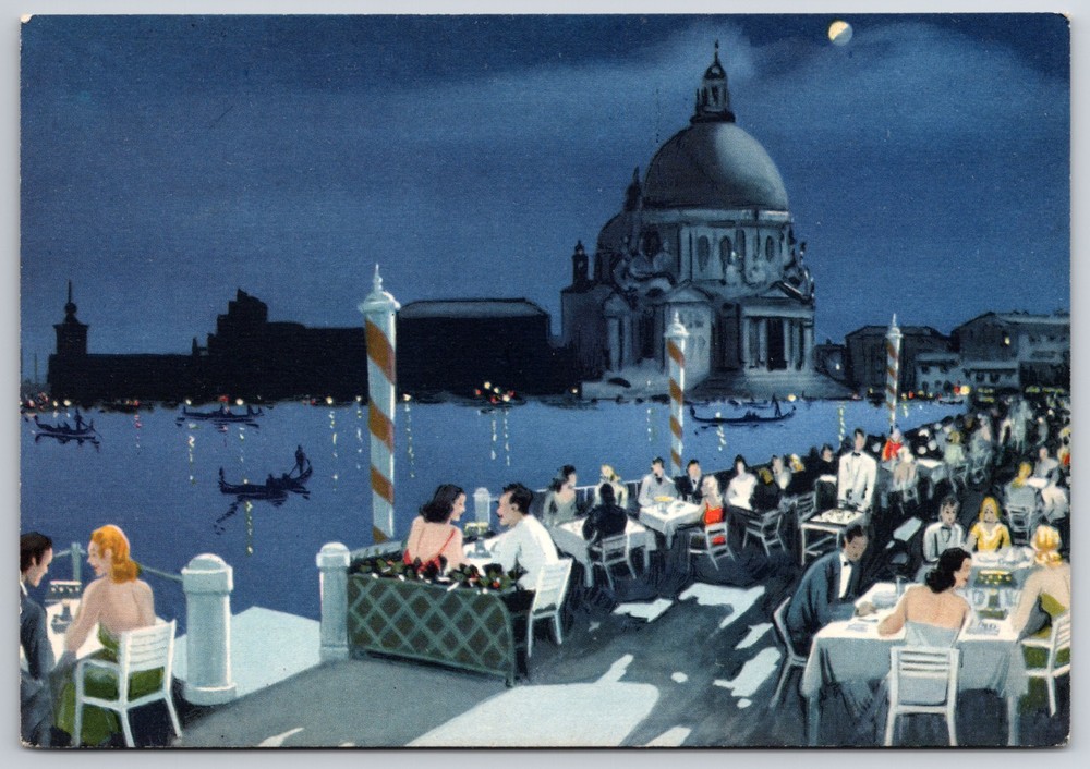 Italy Venice Hotel Monaco Grand Canal Dinner on the Terrace 6x4 Postcard