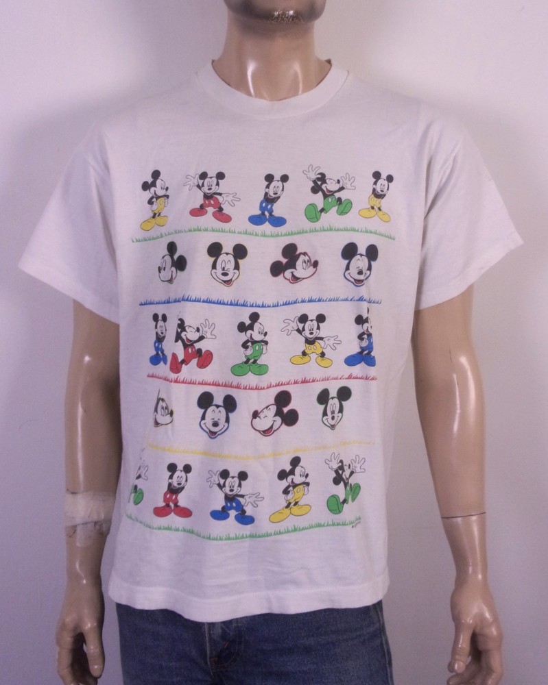 vintage 80s single stitch Disney Mickey Mouse T-Shirt soft thin Distressed SZ XL
