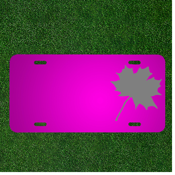 Custom Maple Leaf Grey Car License Plate with Personalized Names Added