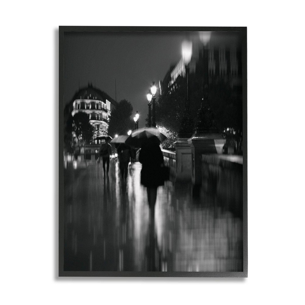 Walking In Rain Urban Buildings Giclee Framed Wall Art, Design by Carina Okula