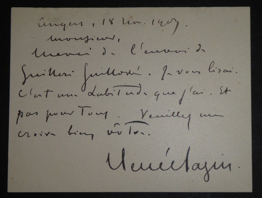 BAZIN René - SIGNED AUTOGRAPH LETTER, ANGERS 1903