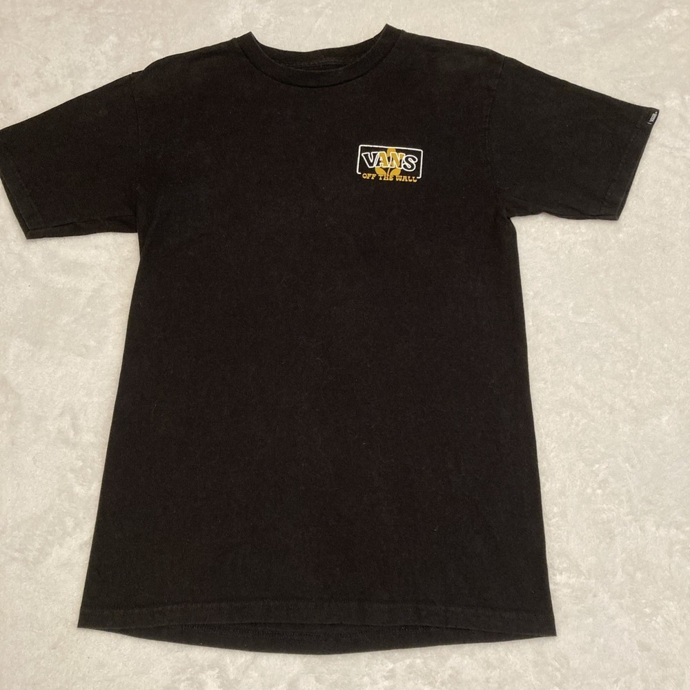 Vans Shirt Mens Small Black Short Sleeve Crew Neck Off The Wall Lightweight