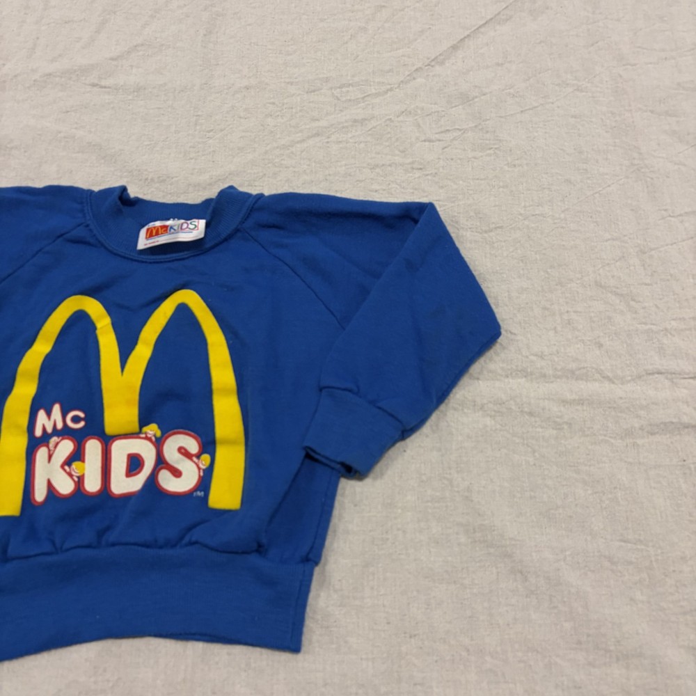 Vintage Mc Kids Sweatshirt Youth Size S(4) Blue 90's Mcdonalds Nostalgia