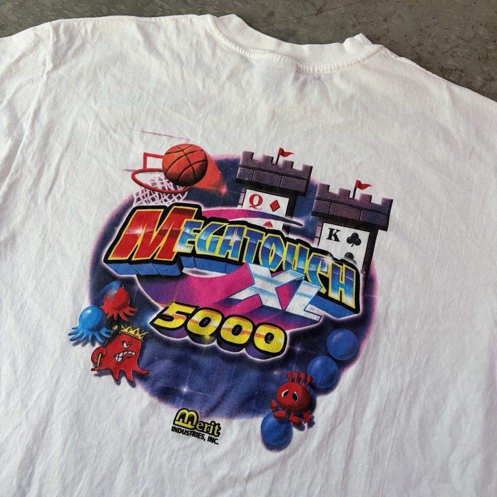 Rare Vintage 90s Megatouch XL 5000 Arcade Video Game Promo T-Shirt White Size XL