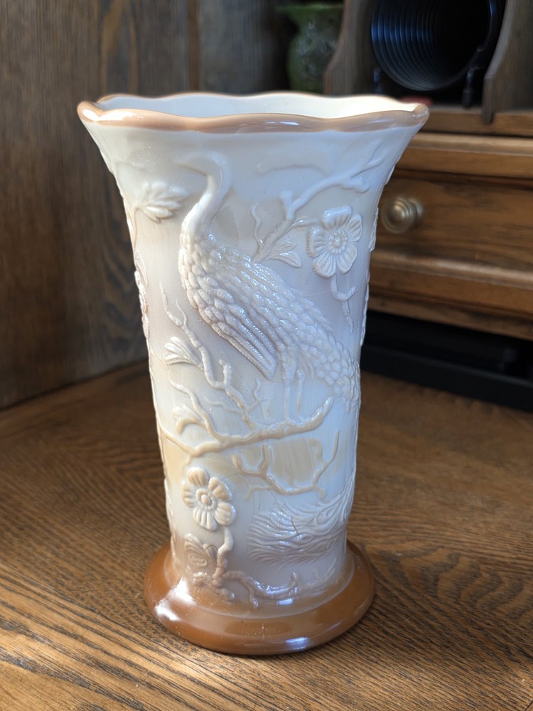 Fenton Chocolate Slag Peacock Vase - Singleton Bailey - 100th Anniversary