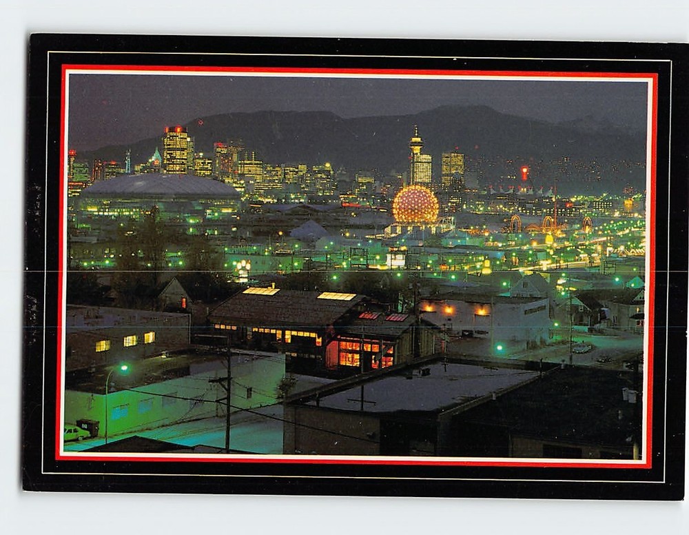 Postcard Night Skyline of Vancouver British Columbia Canada