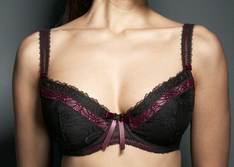 Fantasie Fauve Mia Bra Size 34D Black Plum Purple Underwired Padded Plunge 0121